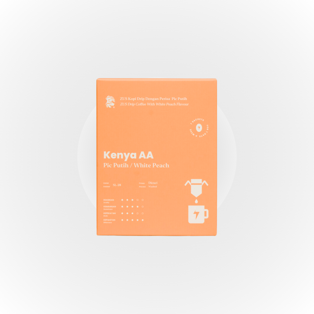 ZUS Flavoured Drip Bag Coffee - Kenya AA - White Peach - 7's