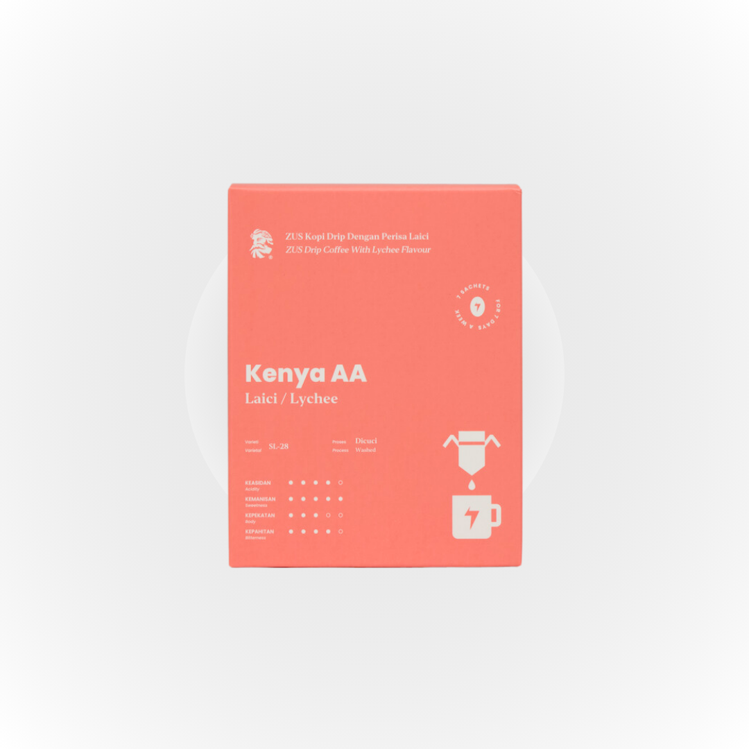 ZUS Flavoured Drip Bag Coffee - Kenya AA - Lychee - 7's