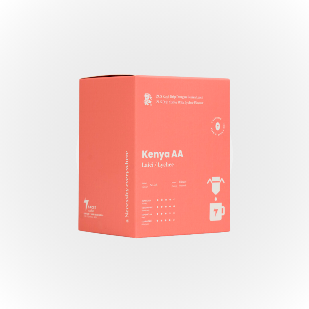 ZUS Flavoured Drip Bag Coffee - Kenya AA - Lychee - 7's